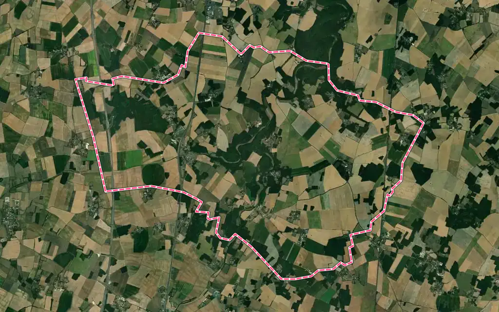 Vue satellite de Brux avec ses contours administratifs