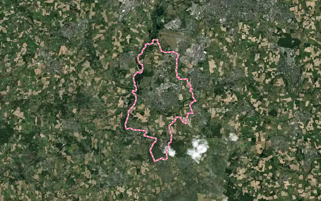 Vue satellite de Bruz avec ses contours administratifs
