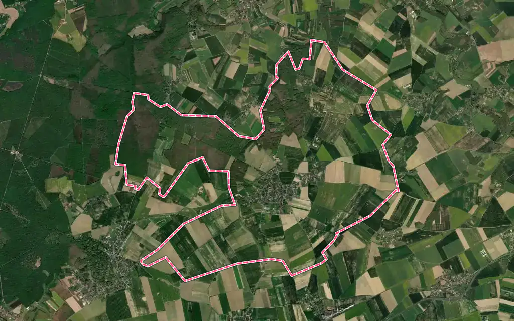 Vue satellite de Bû avec ses contours administratifs