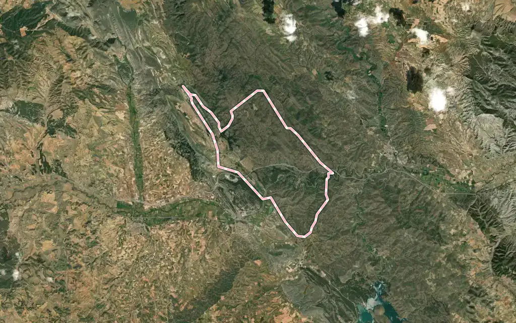 Vista satélite de Bubierca con su contorno administrativo
