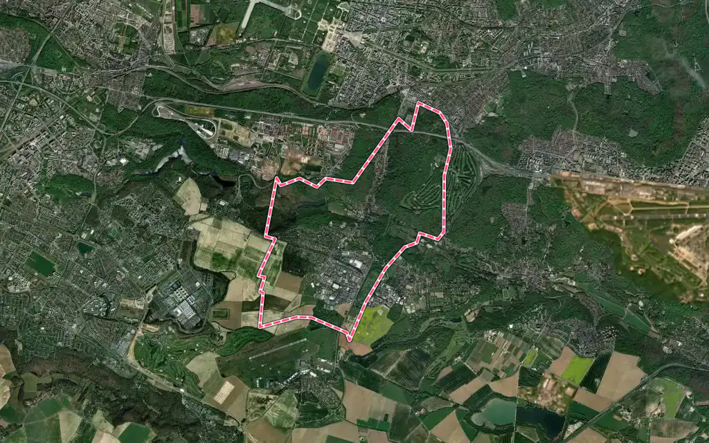Vue satellite de Buc avec ses contours administratifs