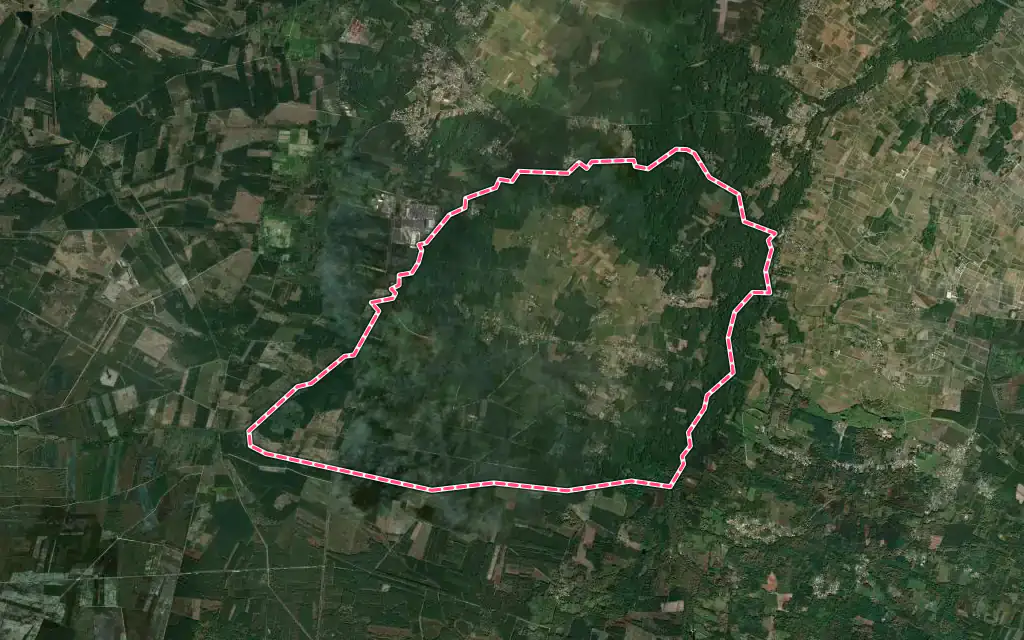 Vue satellite de Budos avec ses contours administratifs