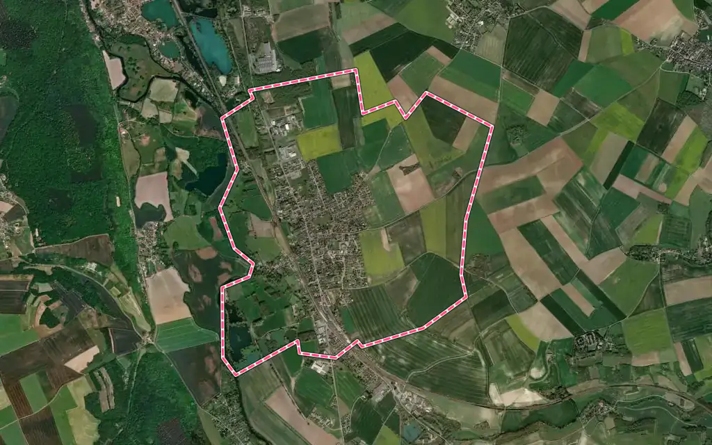 Vue satellite de Bueil avec ses contours administratifs