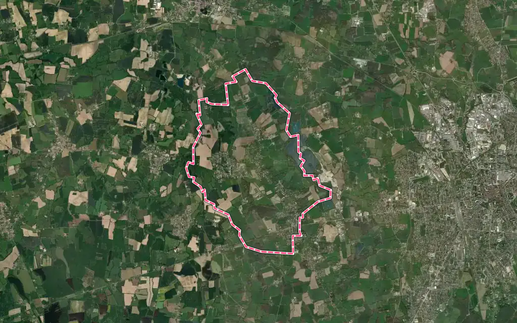 Vue satellite de Buellas avec ses contours administratifs