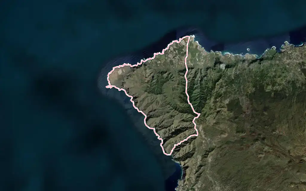 Vista satélite de Buenavista del Norte con su contorno administrativo