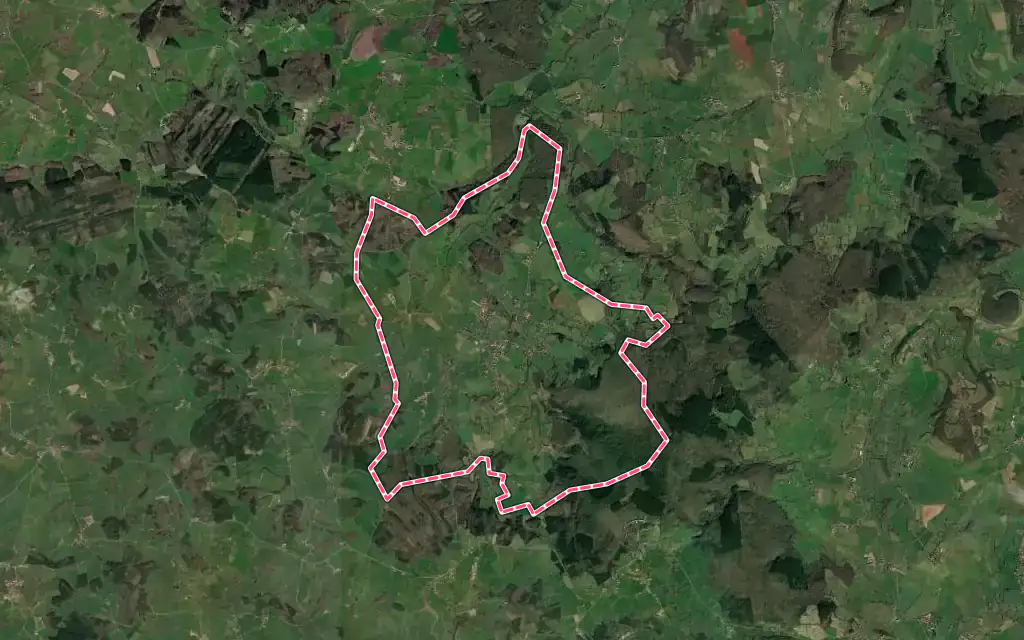 Vue satellite de Buffières avec ses contours administratifs