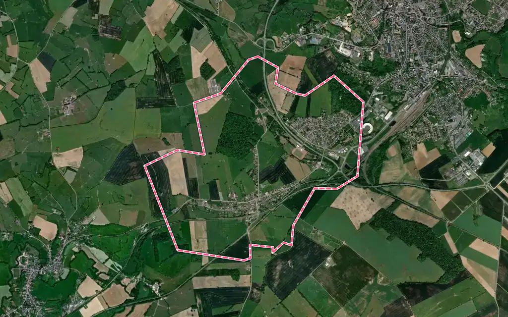 Vue satellite de Buire avec ses contours administratifs