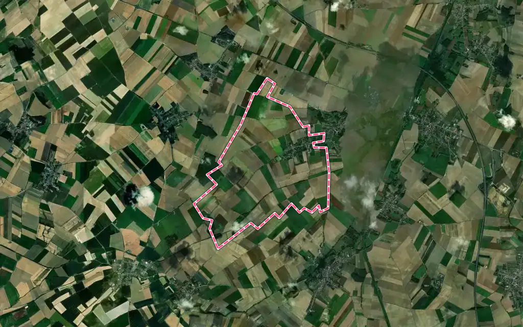 Vue satellite de Buissy avec ses contours administratifs