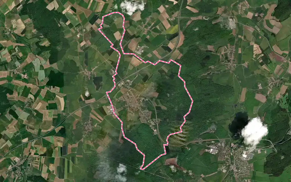 Vue satellite de Bulgnéville avec ses contours administratifs