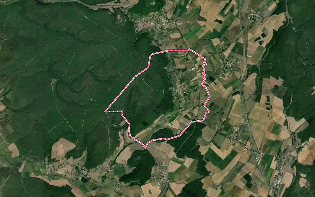 Vue satellite de Bulligny avec ses contours administratifs