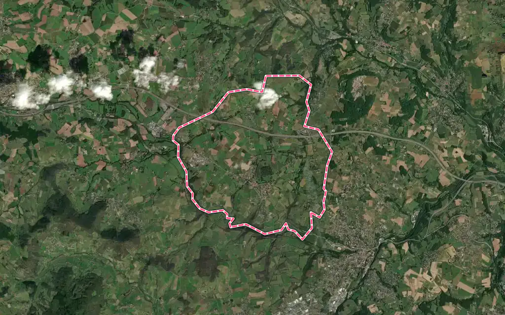 Vue satellite de Bully avec ses contours administratifs