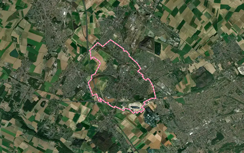 Vue satellite de Bully-les-Mines avec ses contours administratifs