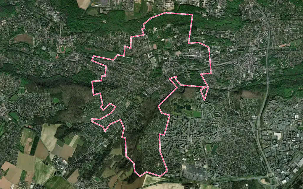 Vue satellite de Bures-sur-Yvette avec ses contours administratifs