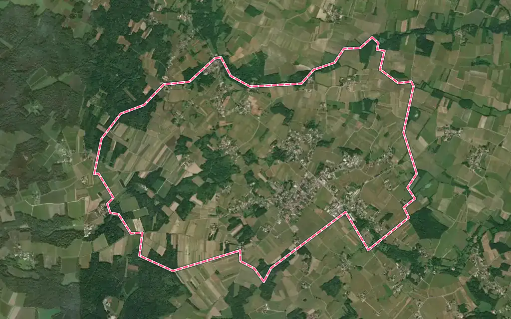Vue satellite de Burie avec ses contours administratifs