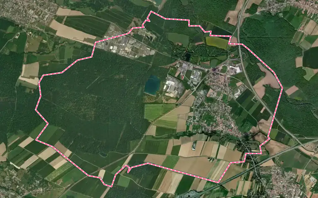 Vue satellite de Burnhaupt-le-Haut avec ses contours administratifs