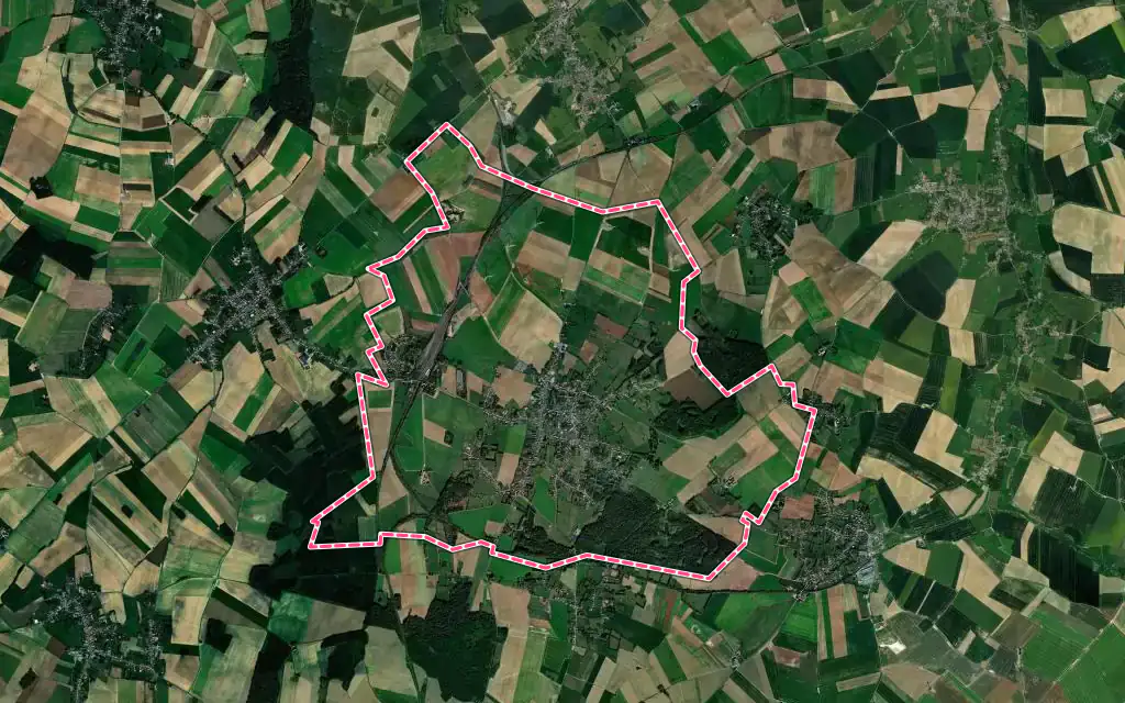 Vue satellite de Busigny avec ses contours administratifs