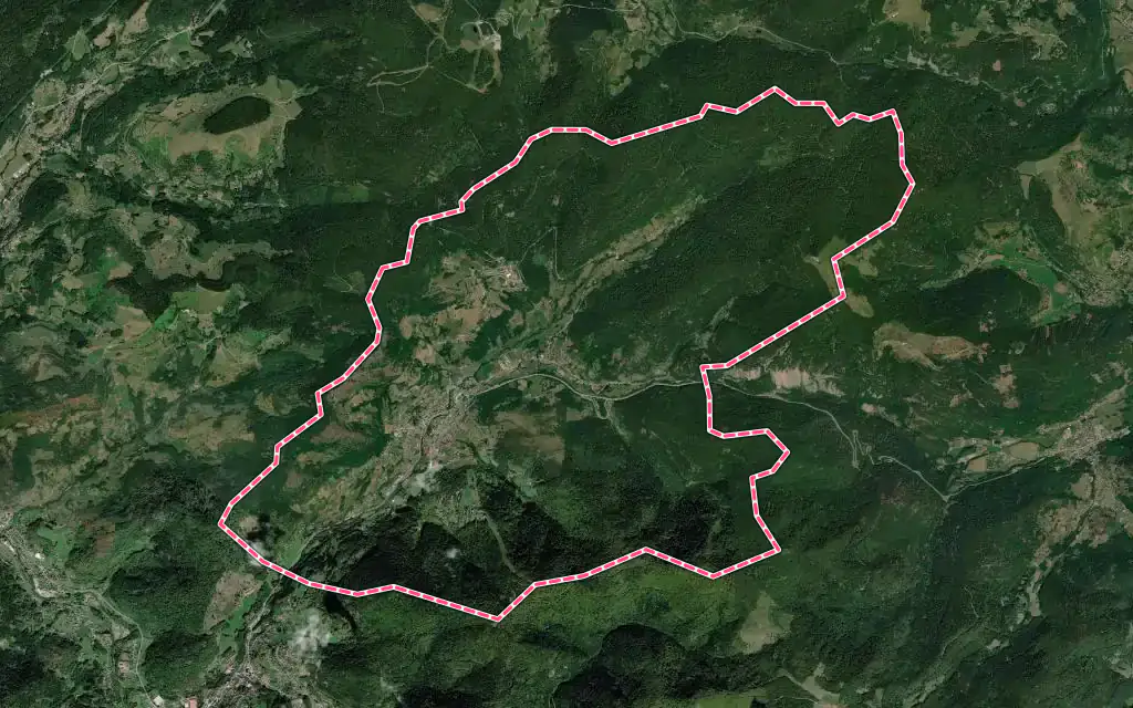 Vue satellite de Bussang avec ses contours administratifs
