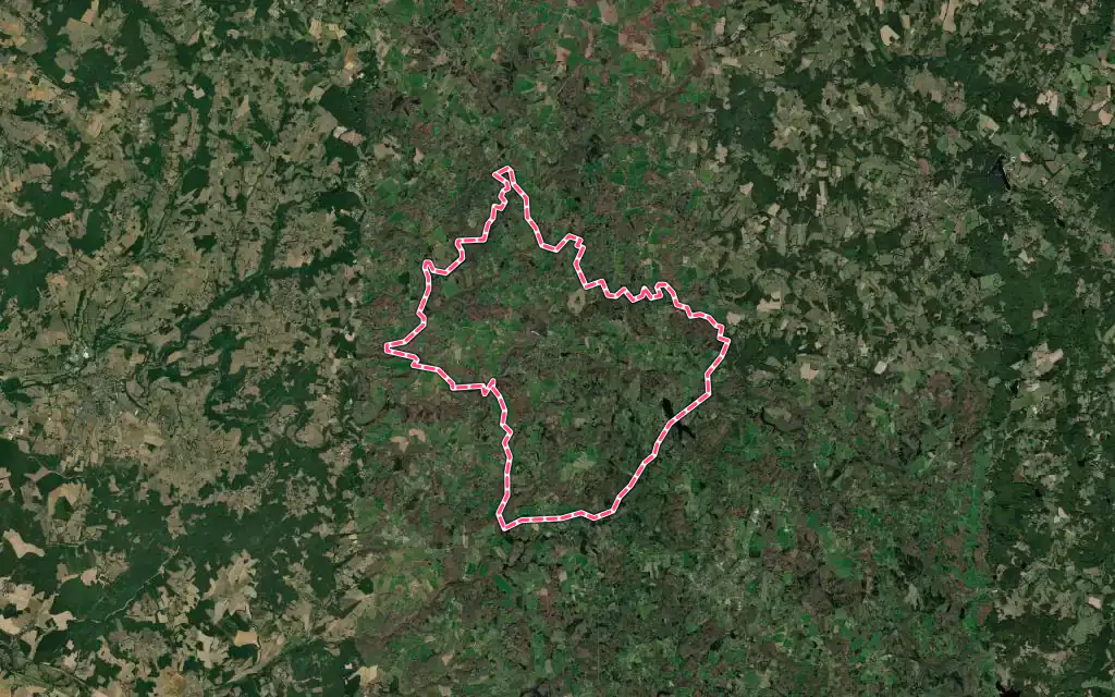 Vue satellite de Busserolles avec ses contours administratifs