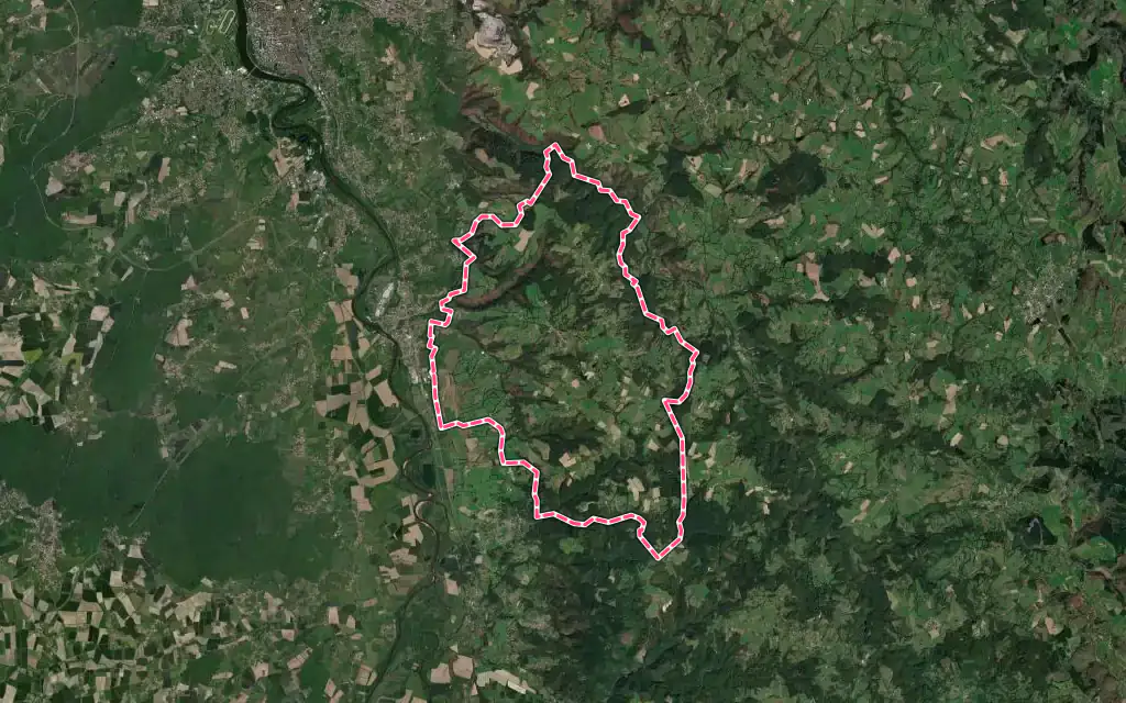 Vue satellite de Busset avec ses contours administratifs