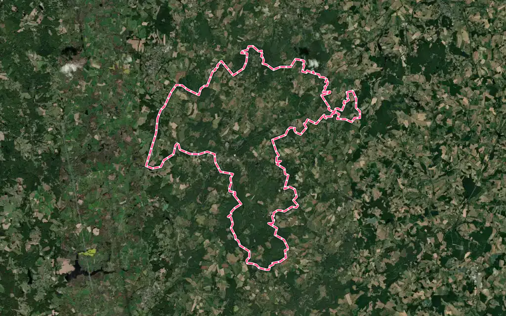 Vue satellite de Bussière-Galant avec ses contours administratifs