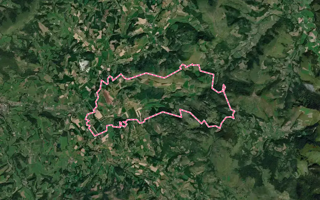 Vue satellite de Bussunarits-Sarrasquette avec ses contours administratifs