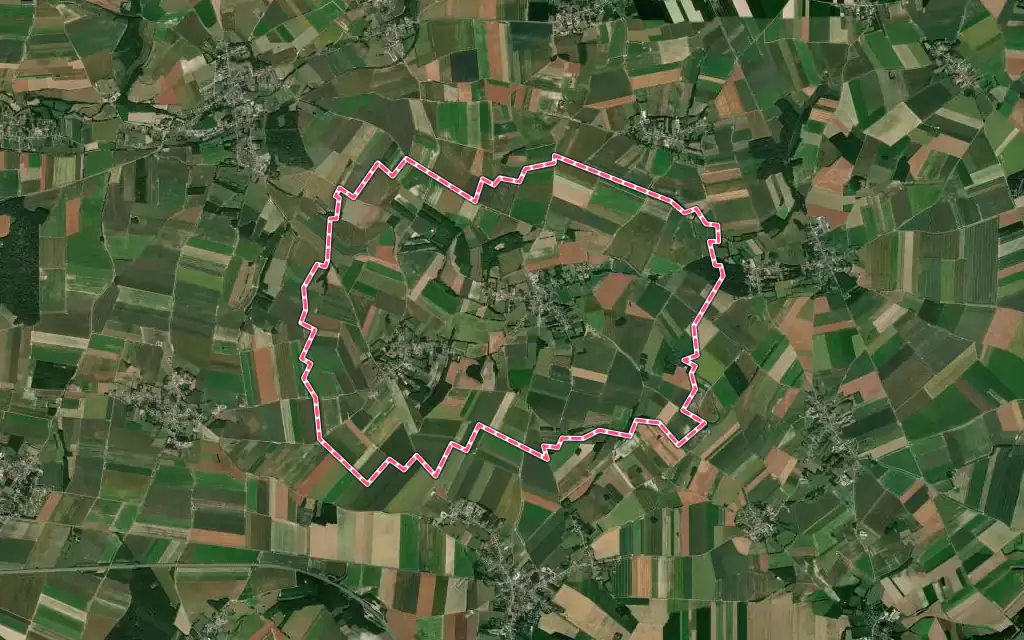 Vue satellite de Bussus-Bussuel avec ses contours administratifs