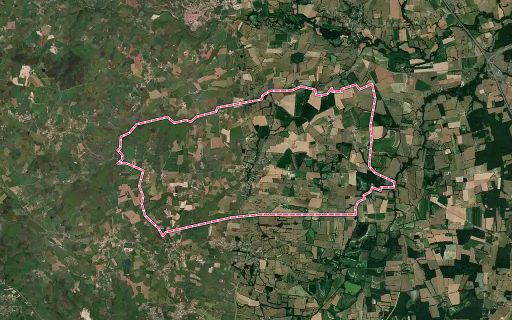 Vue satellite de Bussy-Albieux avec ses contours administratifs
