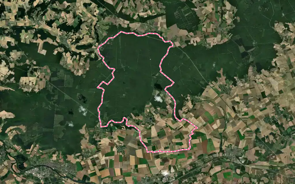 Vue satellite de Bussy-en-Othe avec ses contours administratifs
