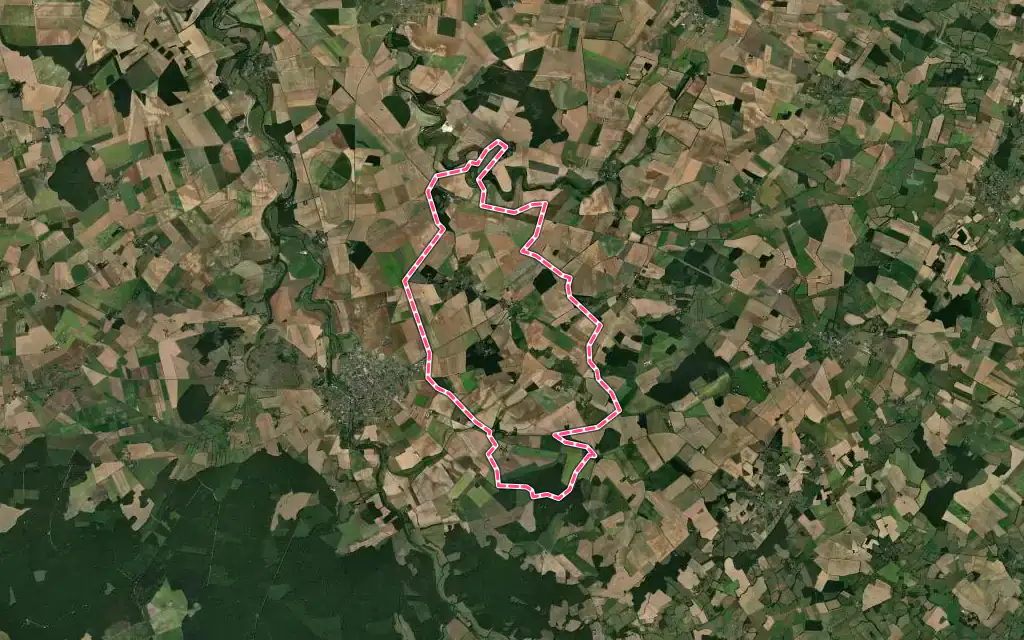 Vue satellite de Bussy avec ses contours administratifs