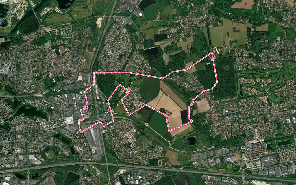 Vue satellite de Bussy-Saint-Martin avec ses contours administratifs