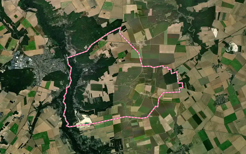 Vue satellite de Buthiers avec ses contours administratifs