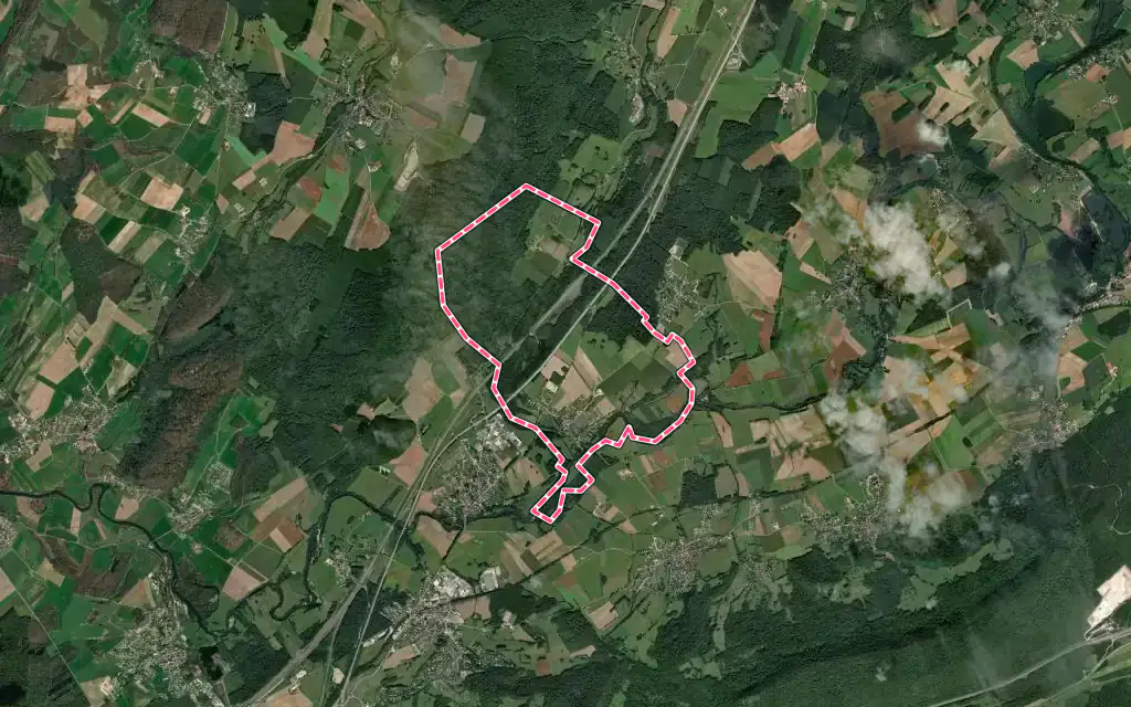 Vue satellite de Buthiers avec ses contours administratifs