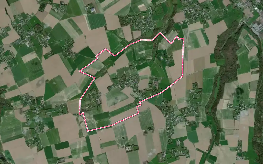 Vue satellite de Butot-Vénesville avec ses contours administratifs