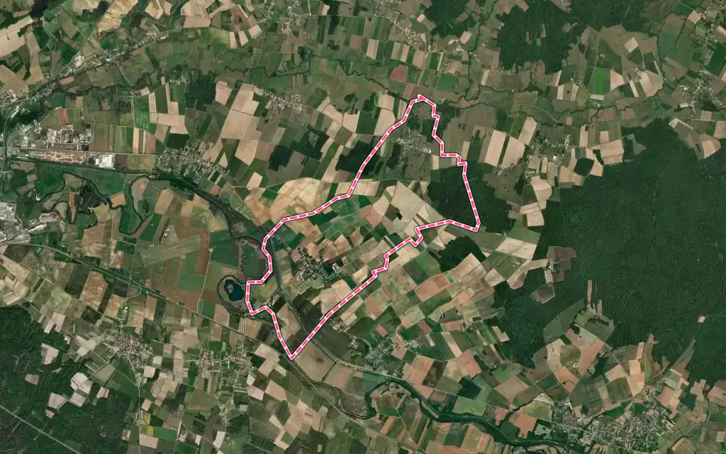 Vue satellite de Butteaux avec ses contours administratifs