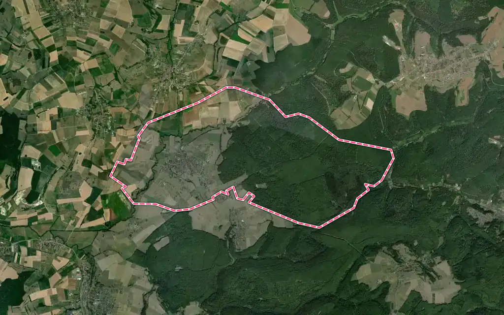Vue satellite de Butten avec ses contours administratifs