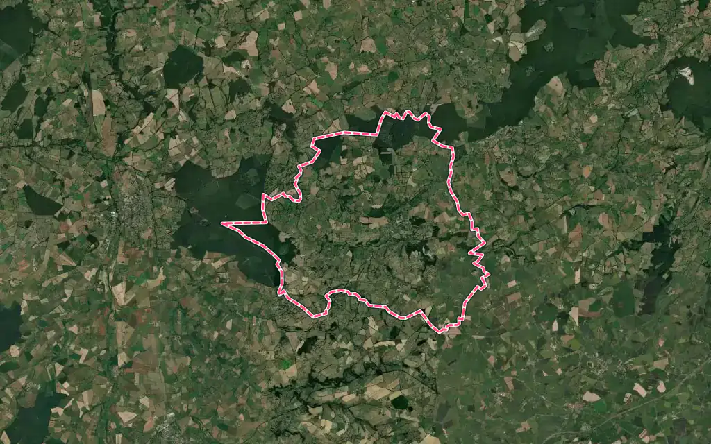 Vue satellite de Buxières-les-Mines avec ses contours administratifs