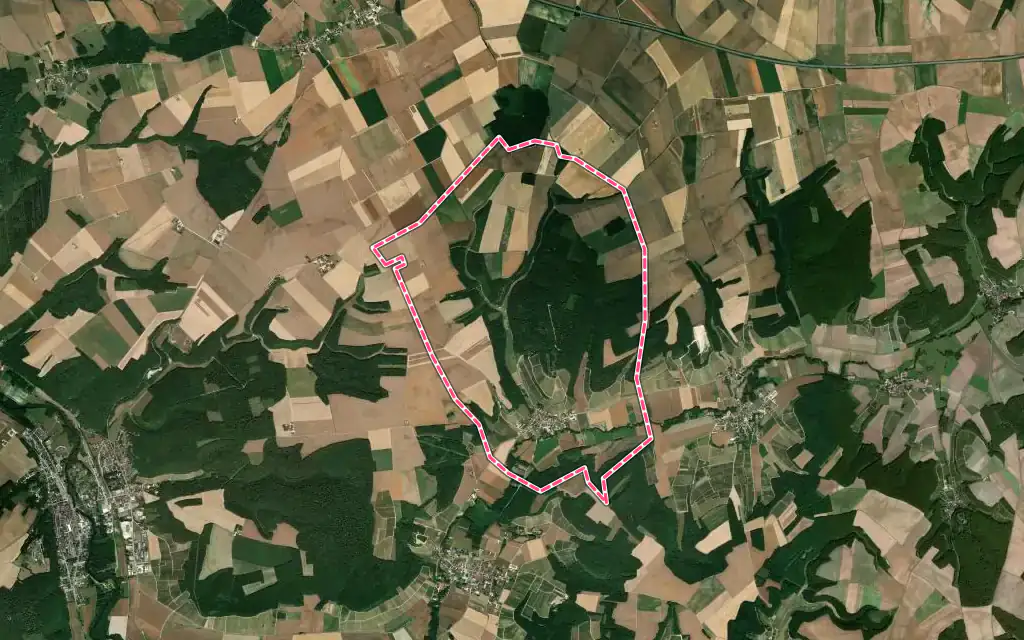 Vue satellite de Buxières-sur-Arce avec ses contours administratifs