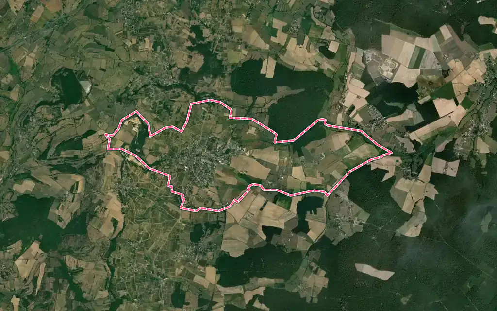 Vue satellite de Buxy avec ses contours administratifs