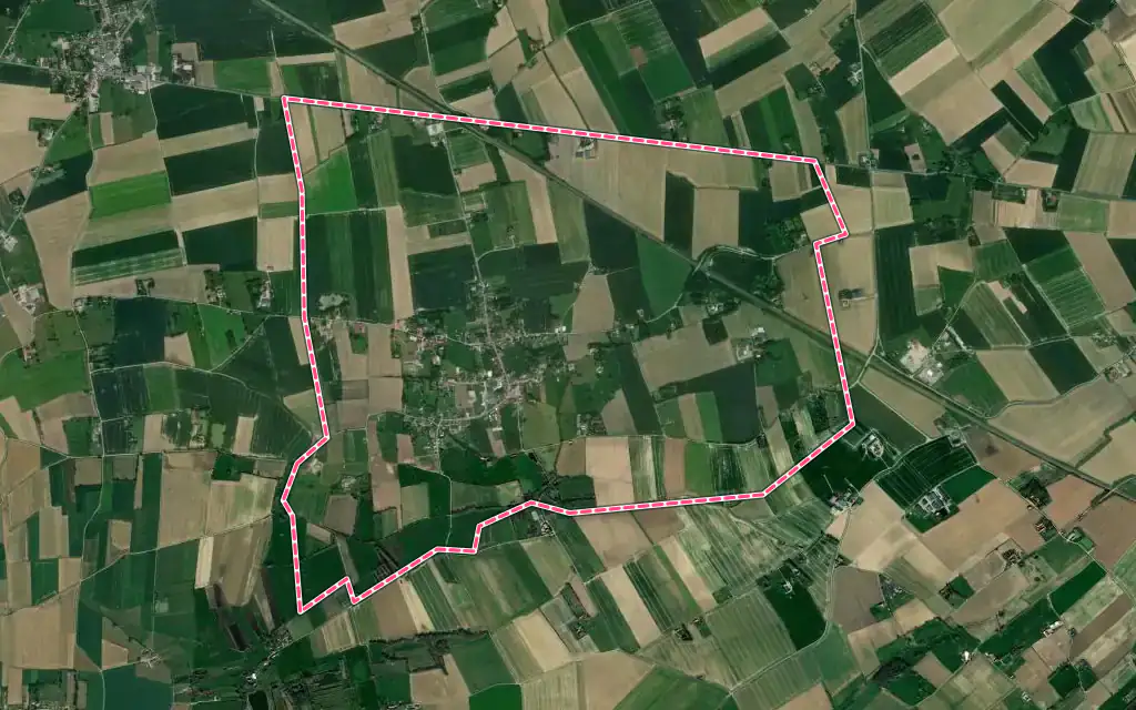 Vue satellite de Buysscheure avec ses contours administratifs
