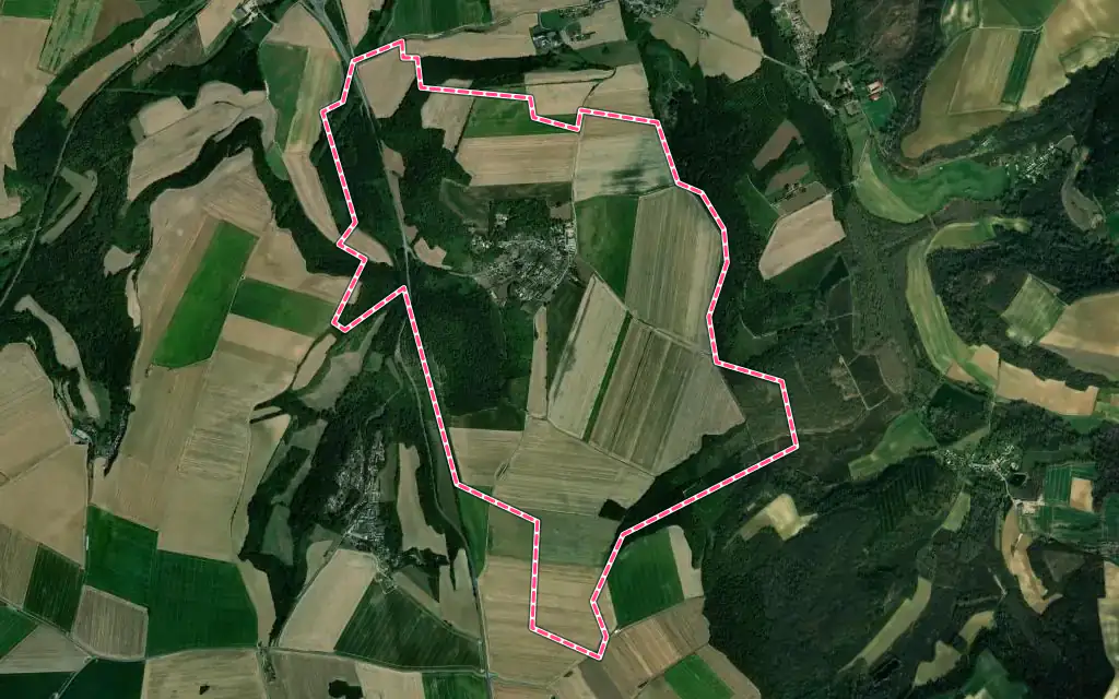Vue satellite de Buzancy avec ses contours administratifs