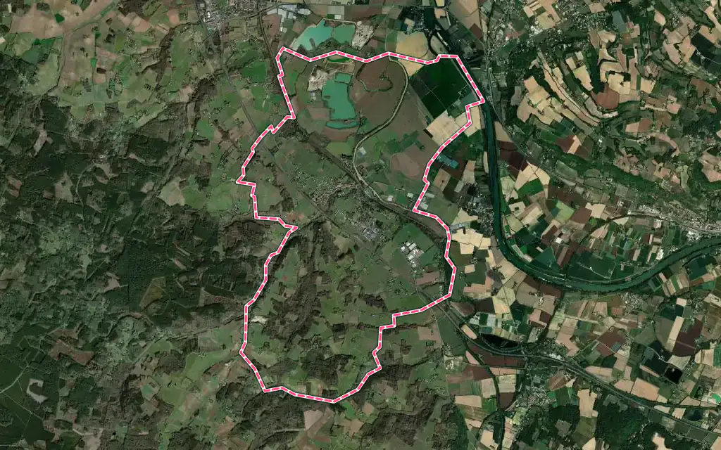 Vue satellite de Buzet-sur-Baïse avec ses contours administratifs