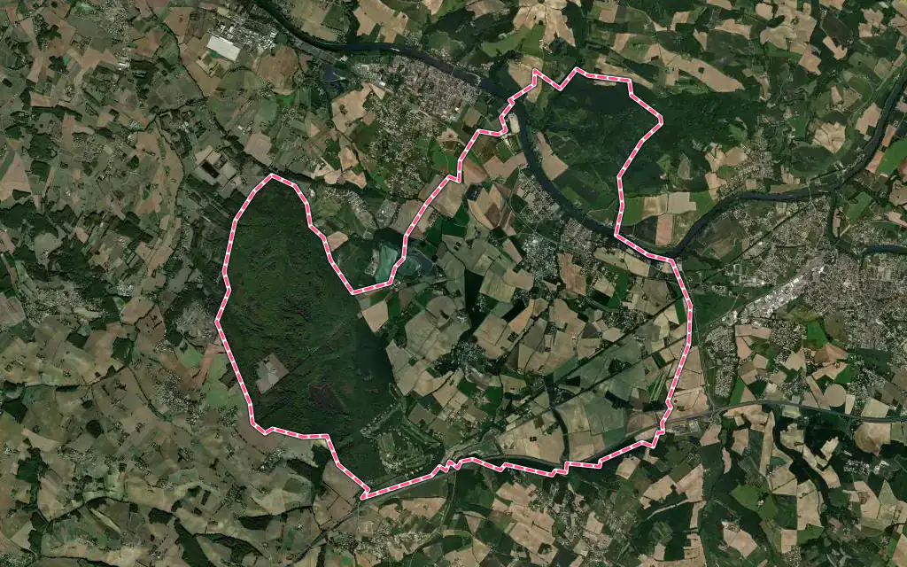 Vue satellite de Buzet-sur-Tarn avec ses contours administratifs