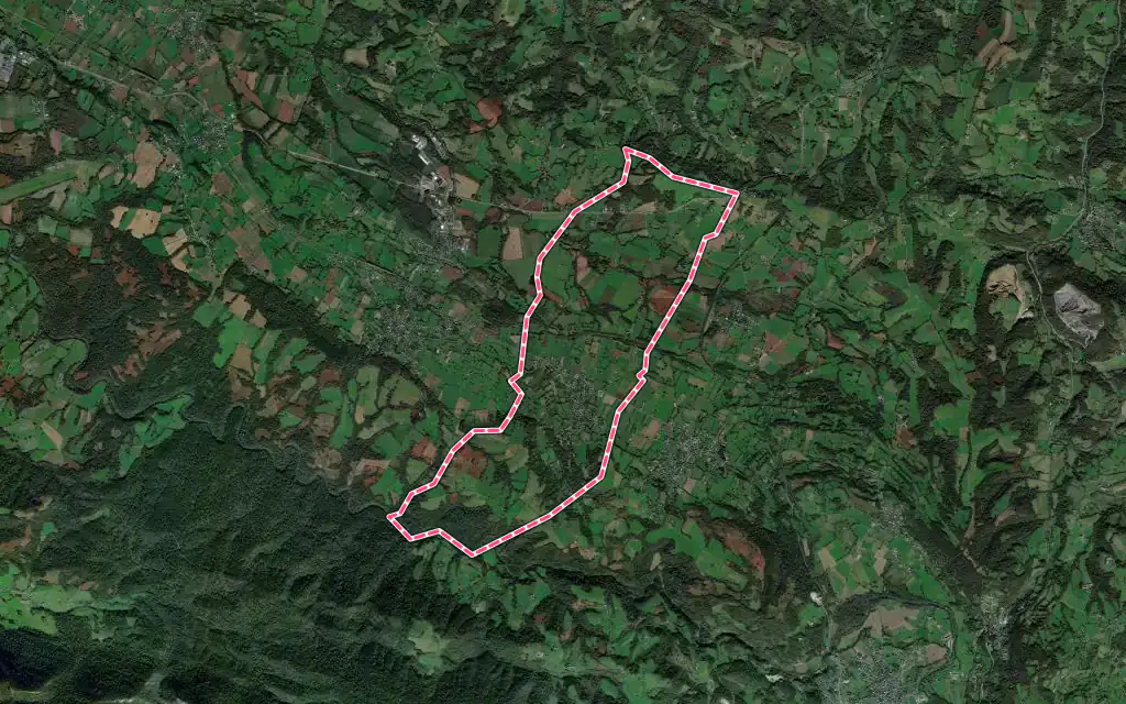 Vue satellite de Buziet avec ses contours administratifs