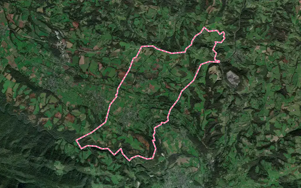Vue satellite de Buzy avec ses contours administratifs