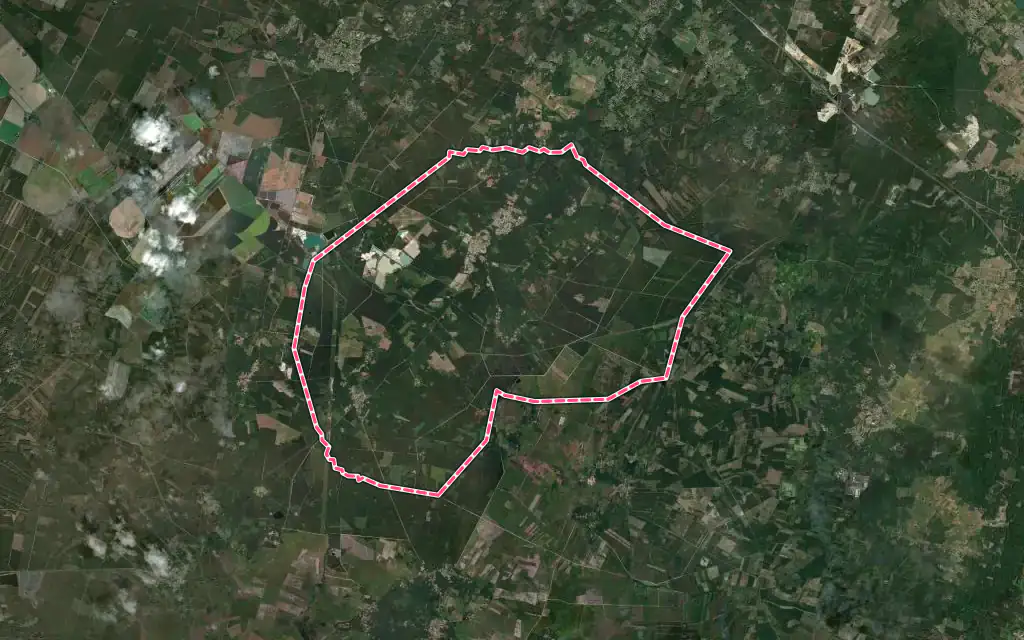 Vue satellite de Cabanac-et-Villagrains avec ses contours administratifs