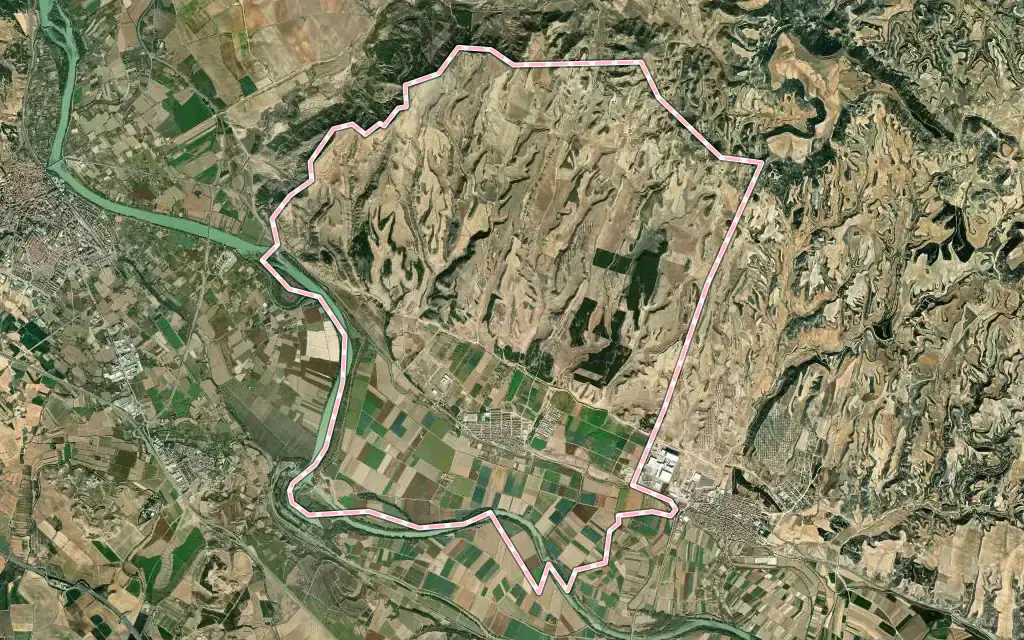 Vista satélite de Cabanillas con su contorno administrativo