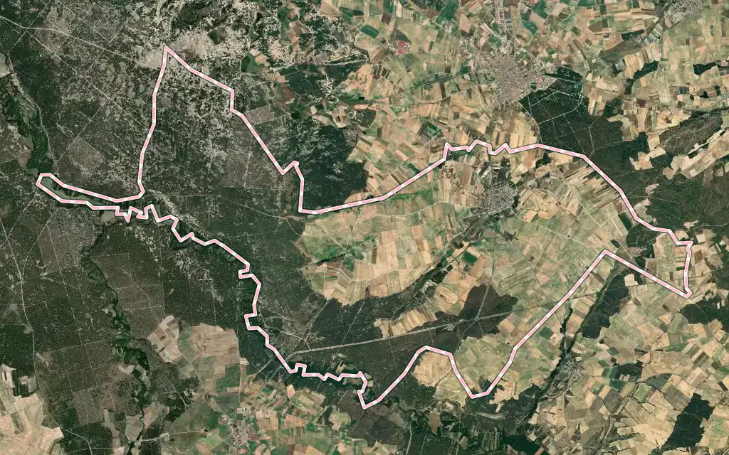 Vista satélite de Cabezuela con su contorno administrativo