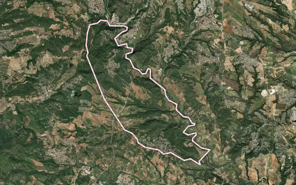 Vista satélite de Cabrera d'Anoia con su contorno administrativo
