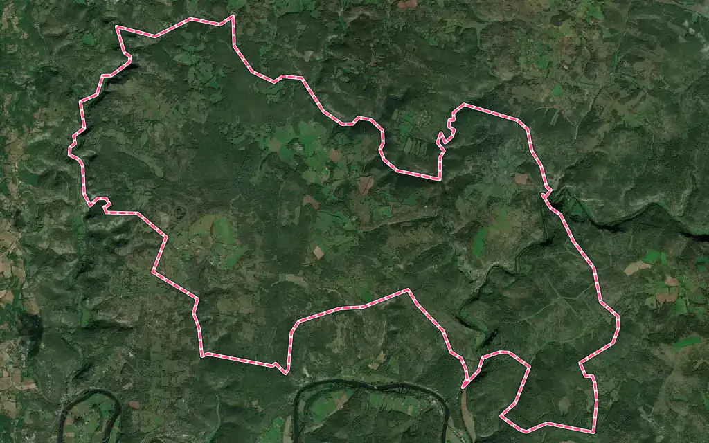 Vue satellite de Cabrerets avec ses contours administratifs
