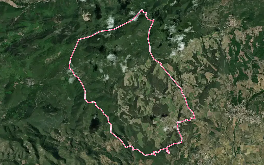Vue satellite de Cabrerolles avec ses contours administratifs